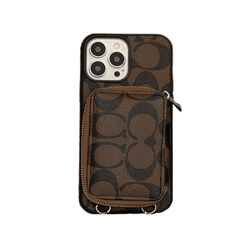 Capa Coach para iPhone com carteira Café-LQB241412