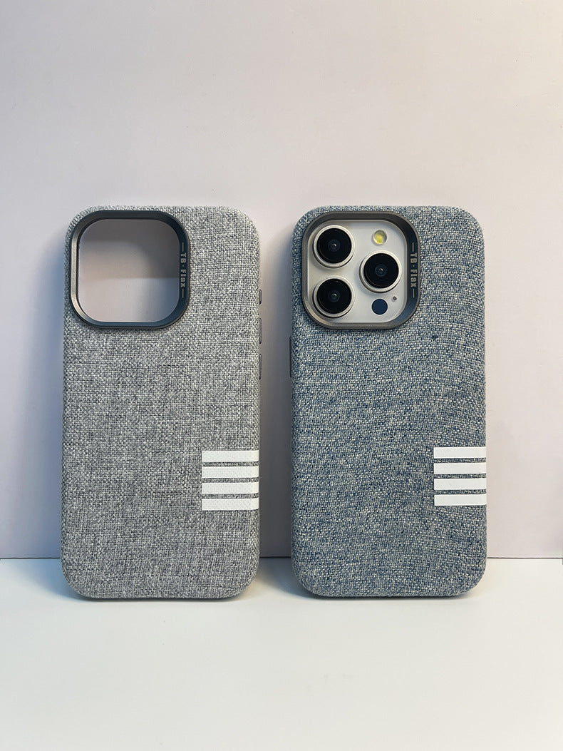 Premium vintage linstoff magnetisk telefondeksel for iPhone