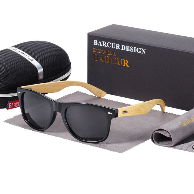 BARCUR Polarized Bamboo Solglasögon Män Trä Solglasögon Dam Märke Original Träglasögon Oculos de sol masculino