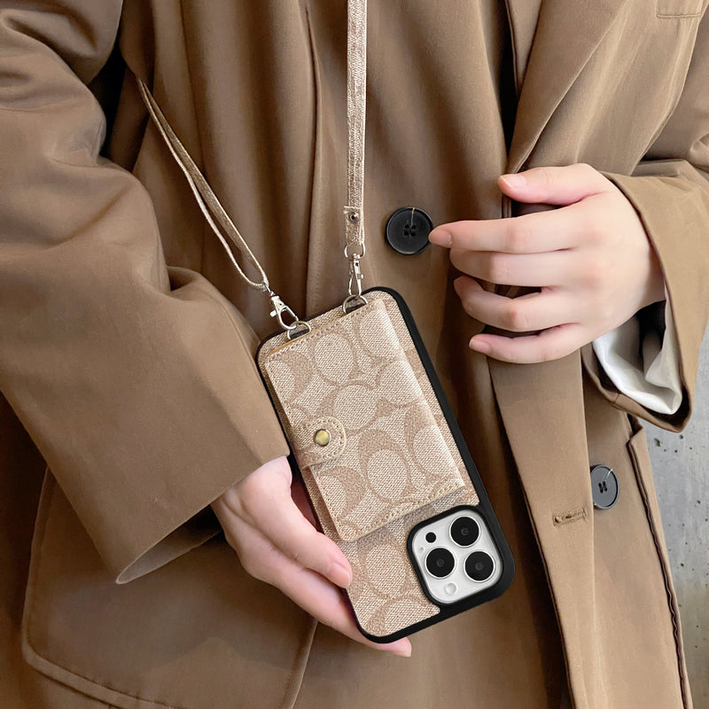 Capa Coach para iPhone com carteira e alça branca -SZK240402