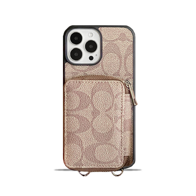 Capa Coach para iPhone com carteira Café-LQB241412
