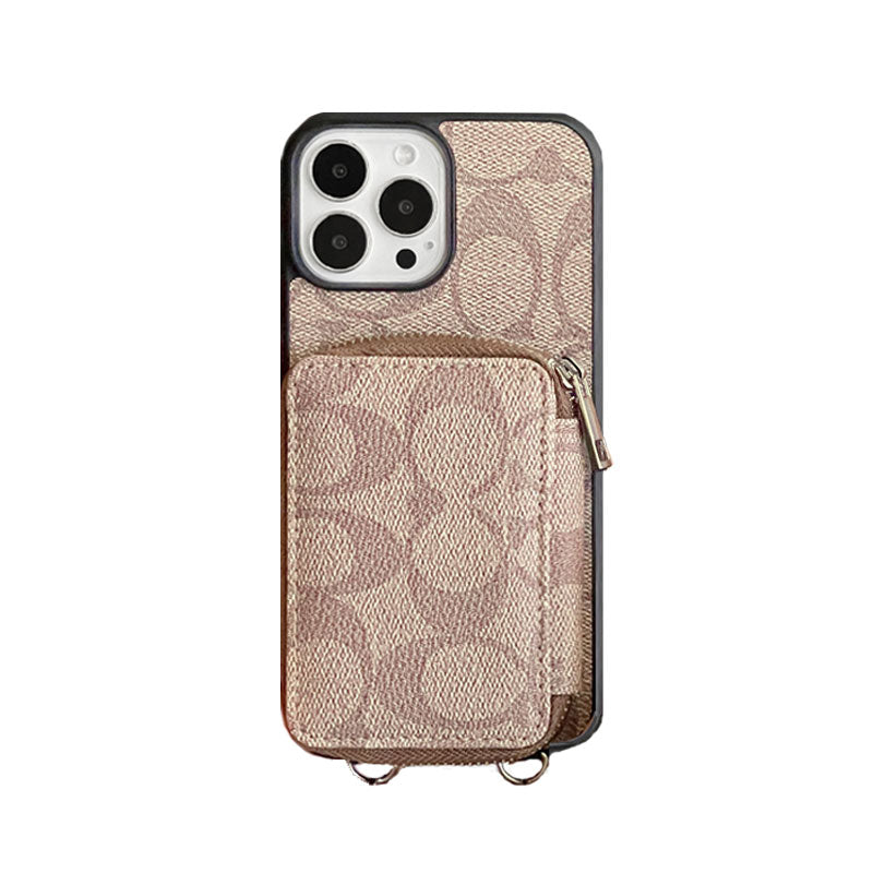 Capa Coach para iPhone com carteira Café-LQB241412