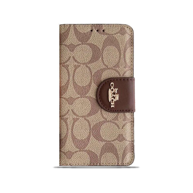 Coach iPhone Case Leren Flip Case met Kaarthouder Bruin-PTK241622