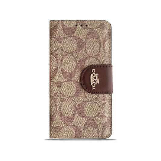 کیف چرمی Coach Case iPhone با جای کارت قهوه ای-PTK241622