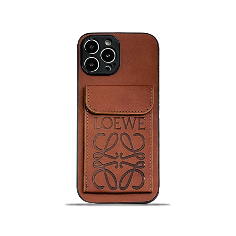 Pouzdro na iPhone LOEWE s držákem karty Hnědé-LZP241448
