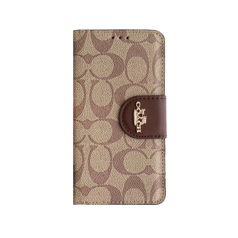 Coach iPhone Case Leren Flip Case met Kaarthouder Bruin-PTK241622