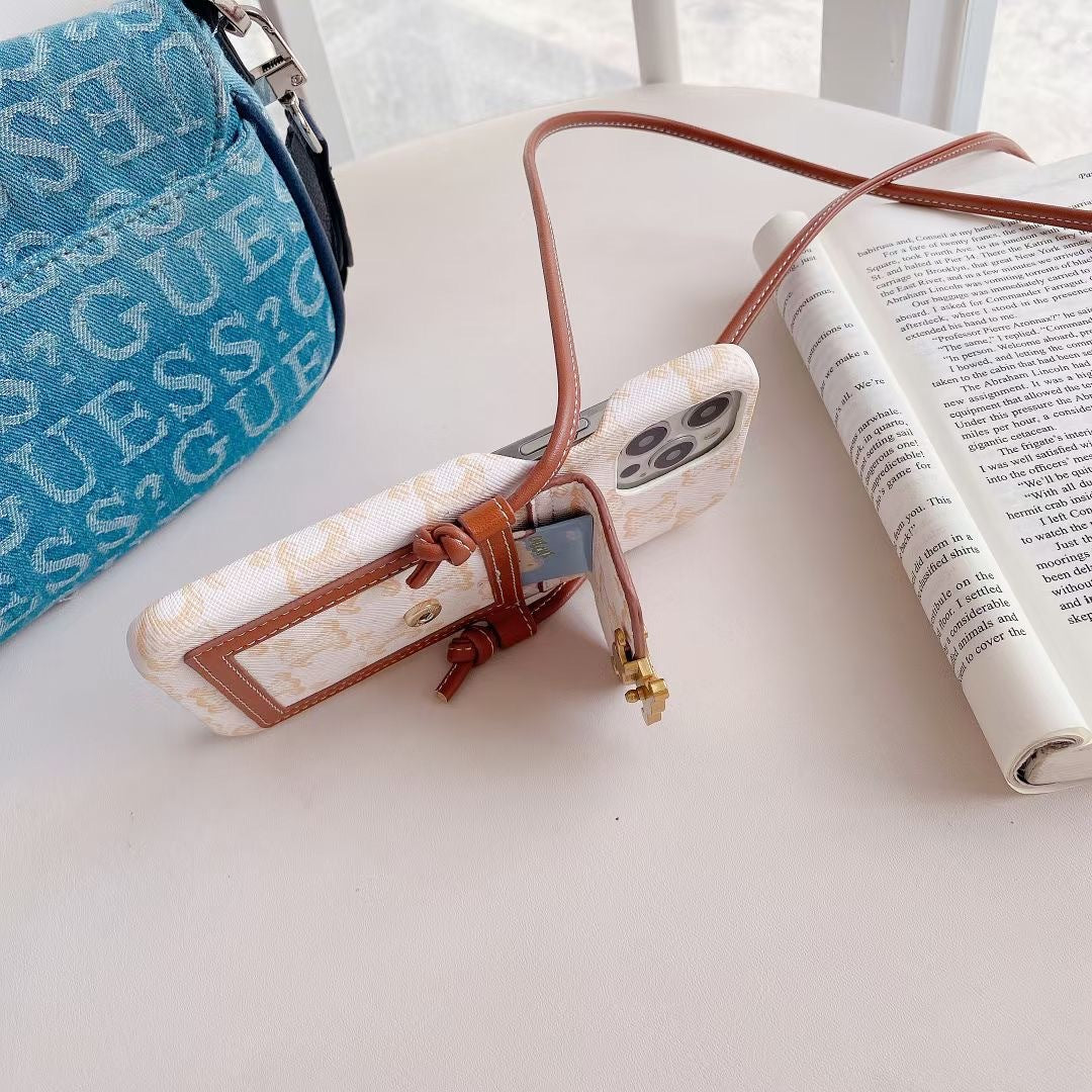 ホワイト セリーヌ iPhone ケース カードホルダー付き -LH240109