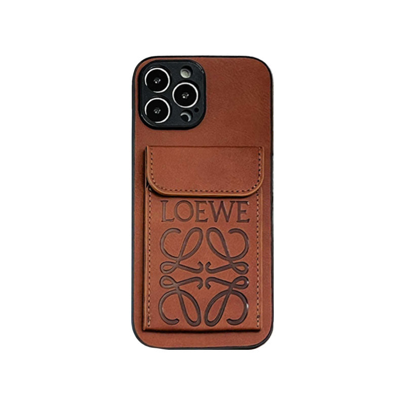 Pouzdro na iPhone LOEWE s držákem karty Hnědé-LZP241448