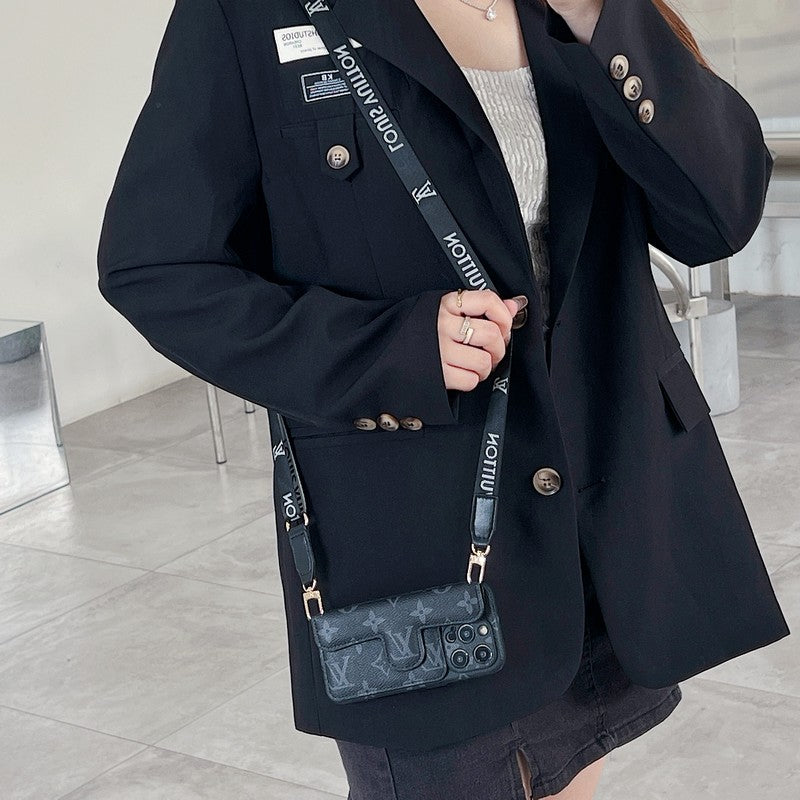 Étui pour iPhone à bandoulière avec porte-cartes latéral Lou