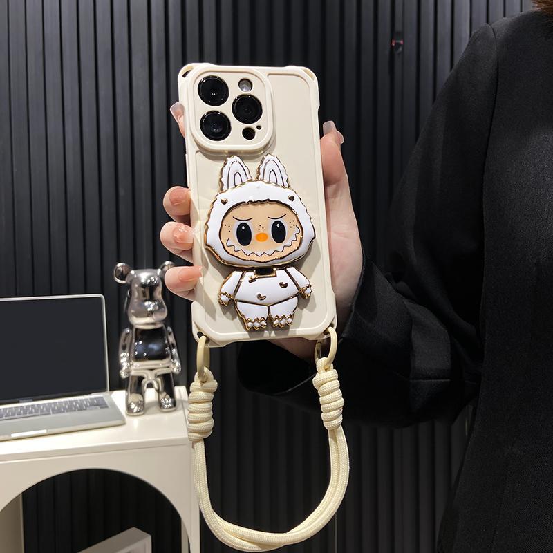 Hard Shell Labubu Mirror Kickstand iPhone Case – Rotatable Mirror | Shockproof Design