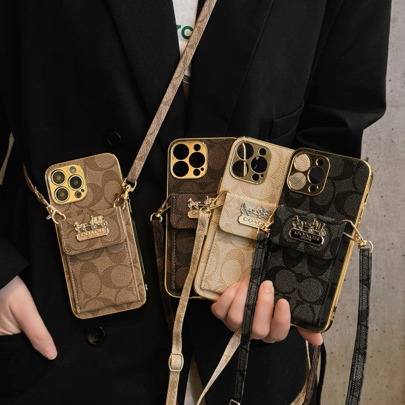 Étui pour iPhone avec chaîne en cuir pour sac à cartes Coa