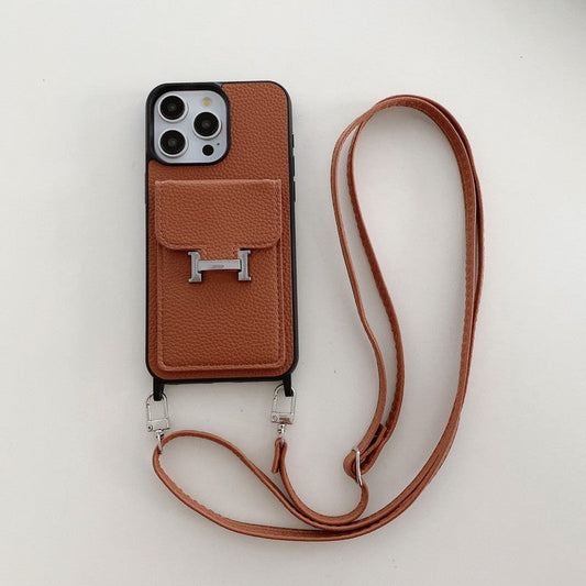 H Card Bag Skinn Crossbody iPhone-deksel