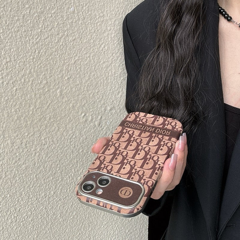 CD fehér és barna színű bőr iPhone tok