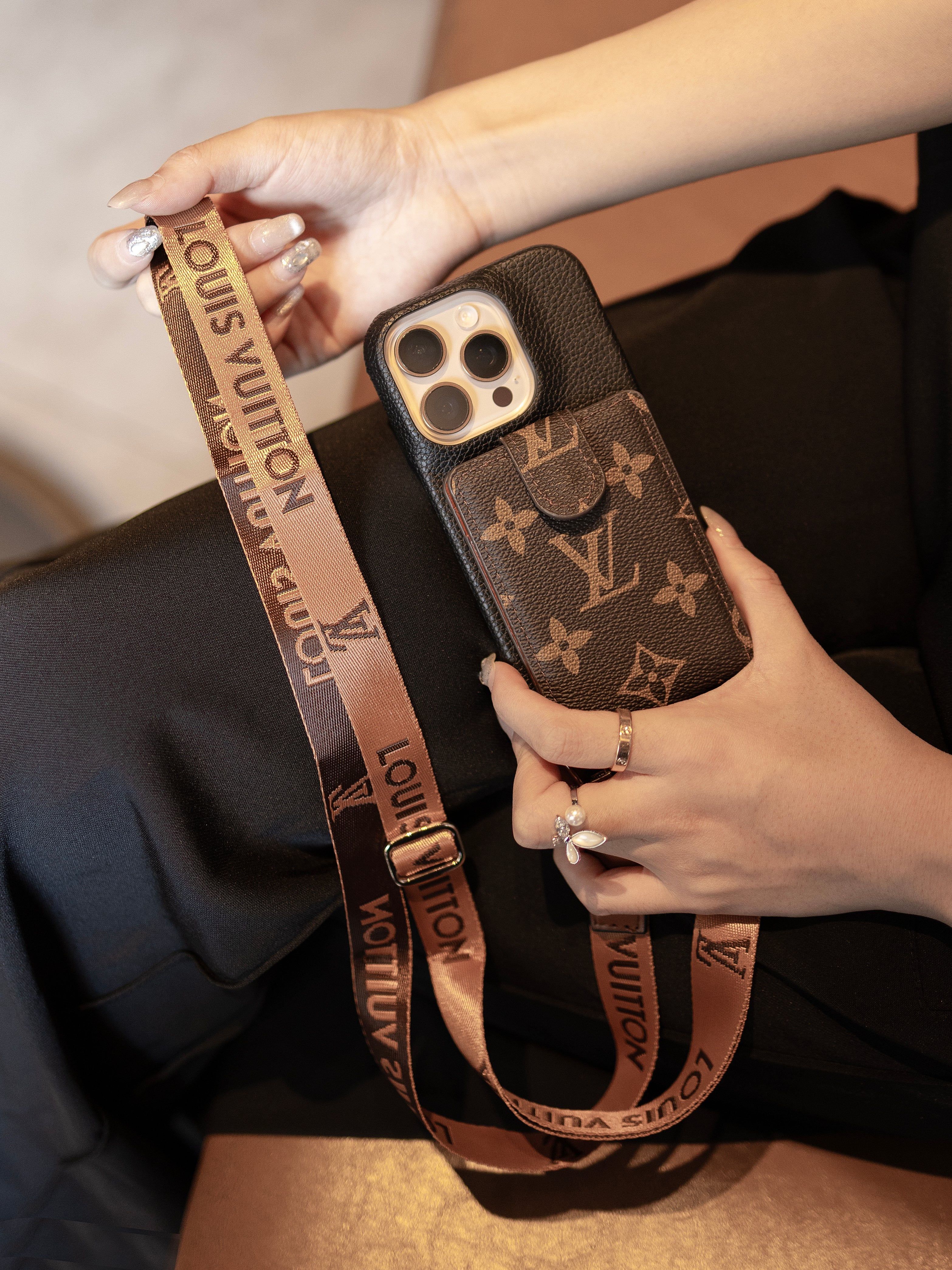 2025new arrivalAdvanced leather iPhone Case With Card Wallet And Strap