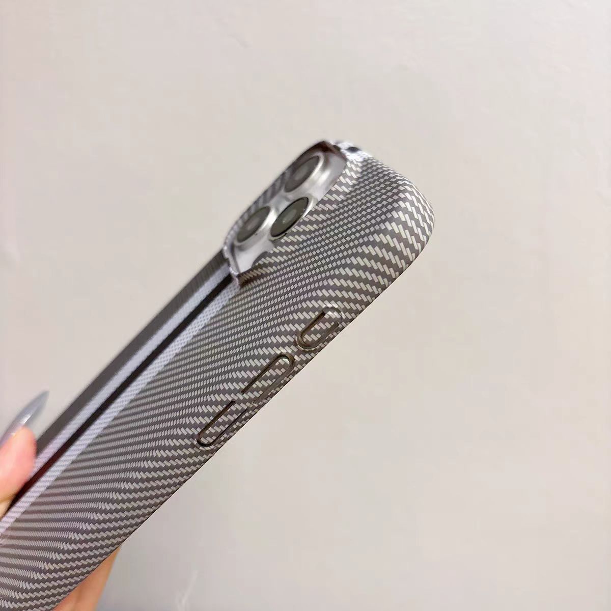 미니멀리스트 컬러 블록 탄소 섬유 패턴 휴대폰 케이스