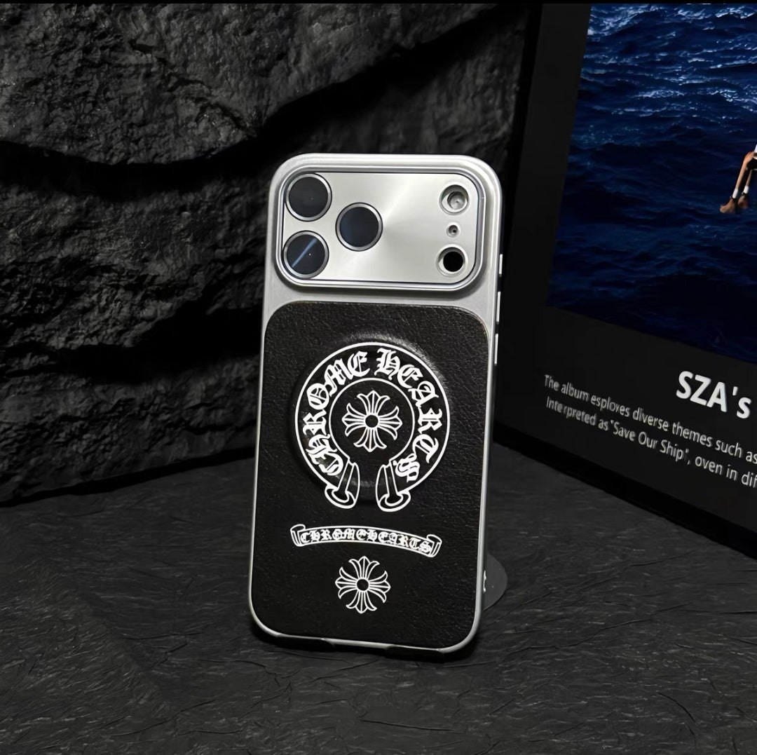 Chrome Hearts–Inspired Leather iPhone Case Premium Texture, Slim Protection 02