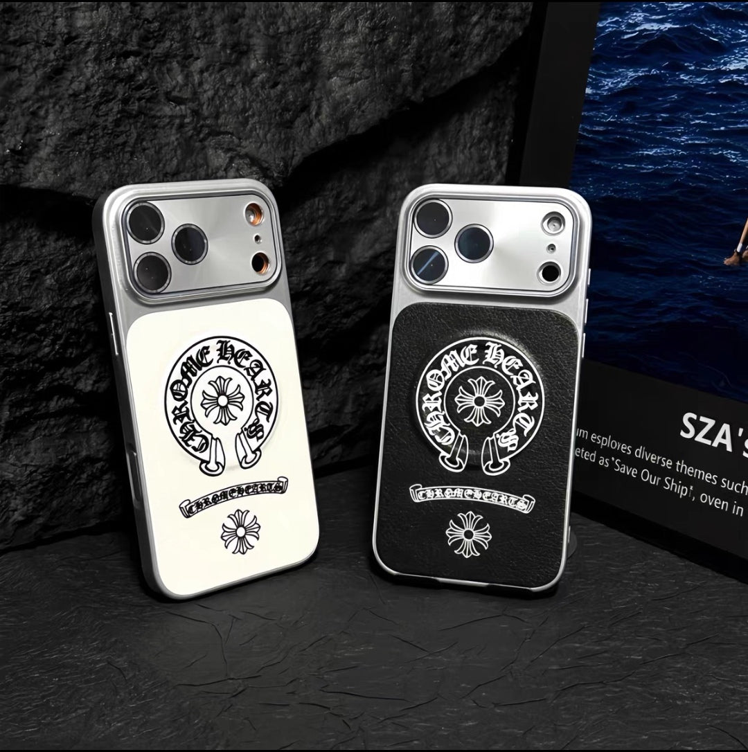 Chrome Hearts–Inspired Leather iPhone Case Premium Texture, Slim Protection 02