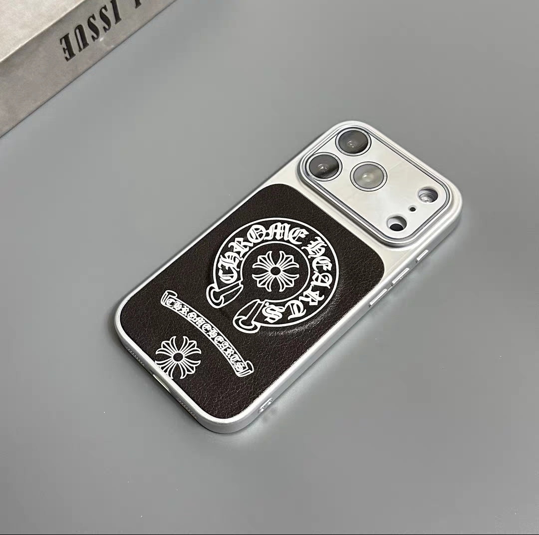 Chrome Hearts–Inspired Leather iPhone Case Premium Texture, Slim Protection 02