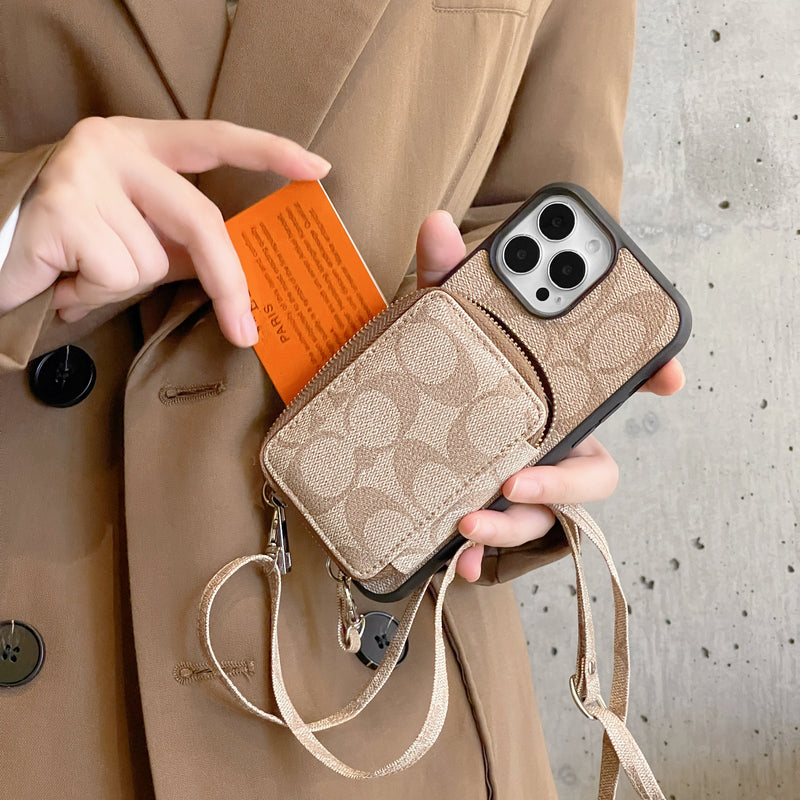 Coach iPhone Case with Wallet Coffee-LQB241412