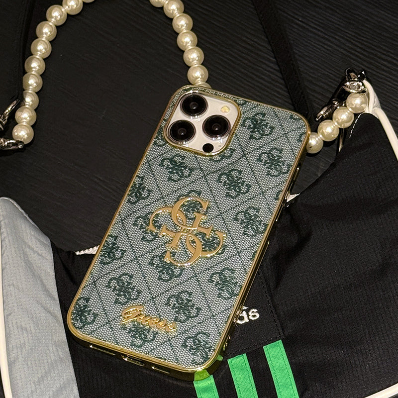 Husă pentru iPhone din piele cu logo Gue Gold