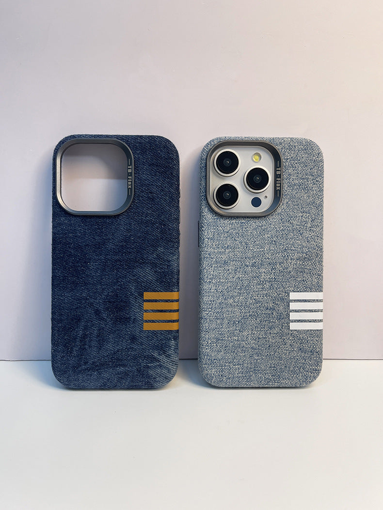 Premium vintage linstoff magnetisk telefondeksel for iPhone