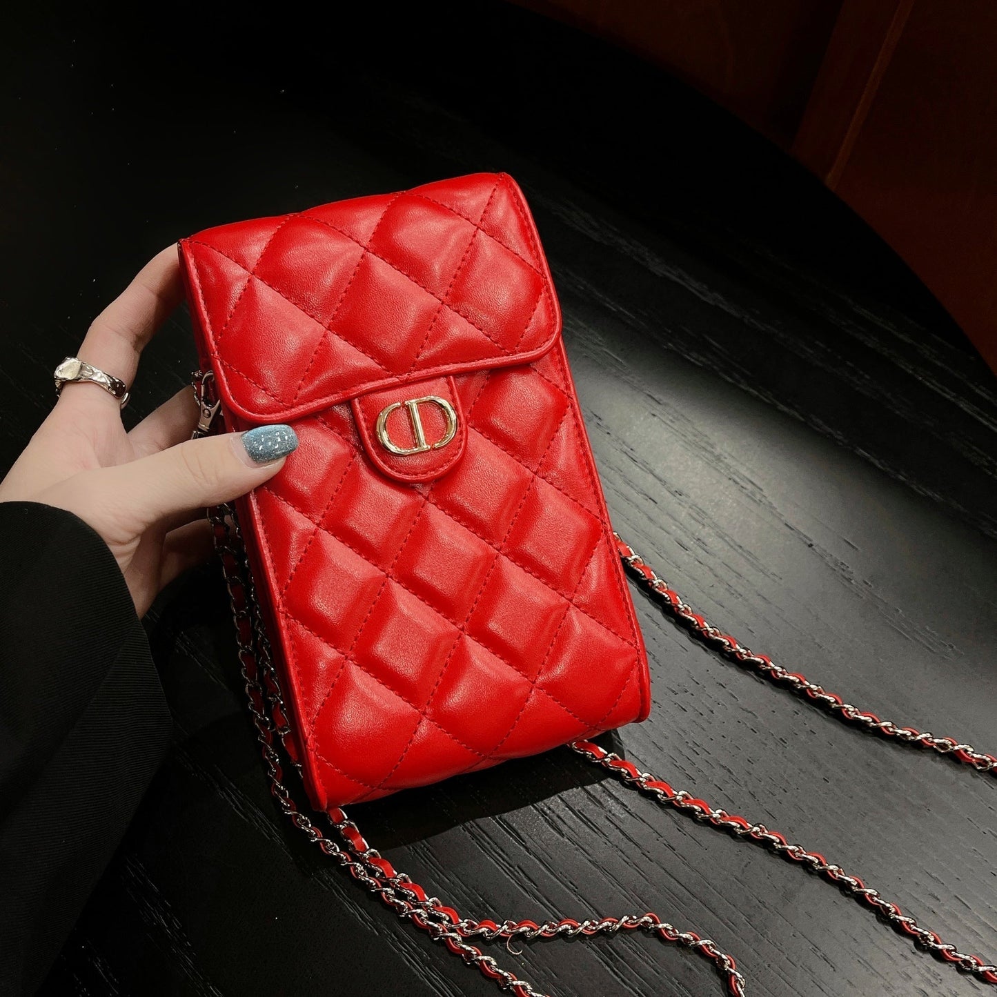 Bolsa de telefone de couro crossbody