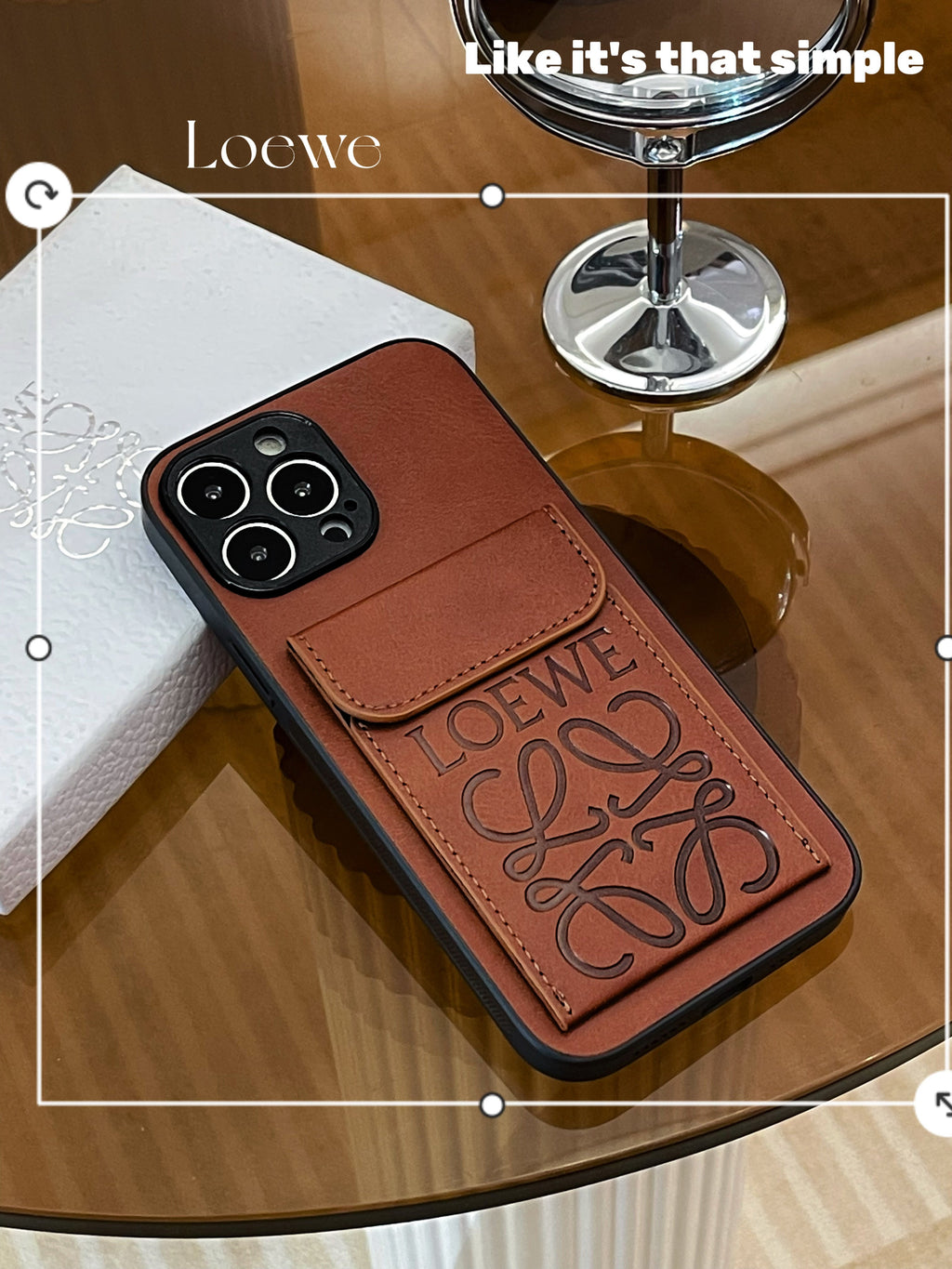Pouzdro na iPhone LOEWE s držákem karty Hnědé-LZP241448