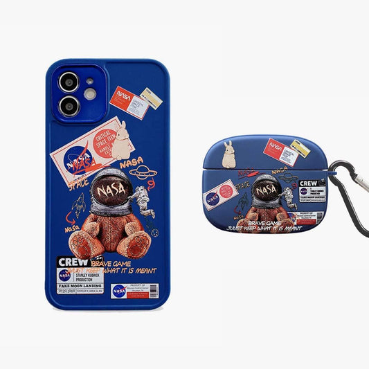 Husă pentru telefon și AirPods pentru astronaut albastru limitat | 2-Pachet