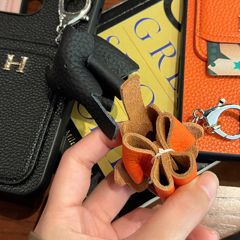 2025New arrival &nbsp;H Card Holder Leather Pendant iPhone Case