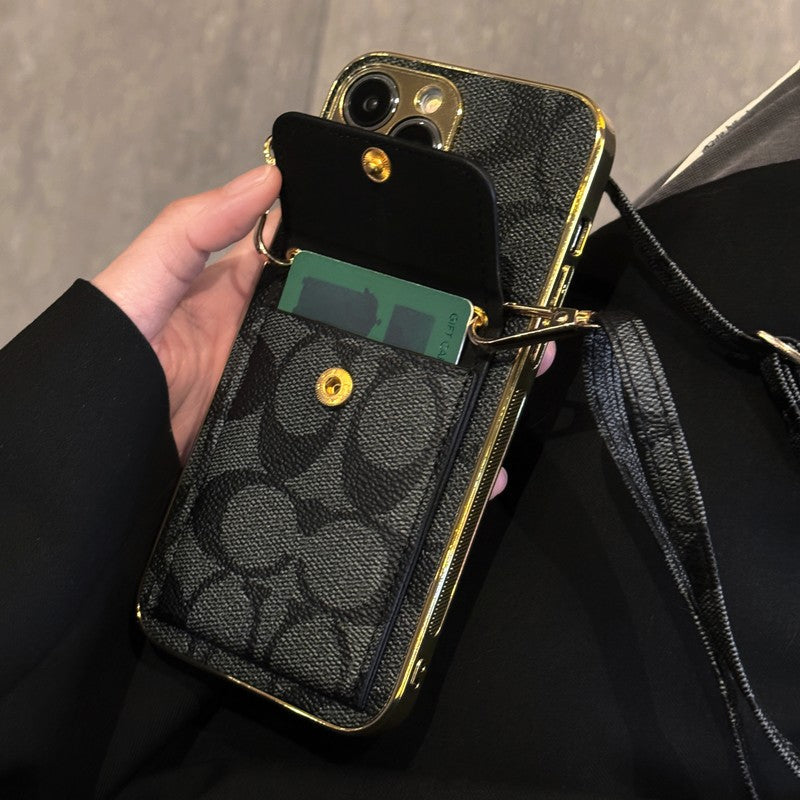 Étui pour iPhone avec chaîne en cuir pour sac à cartes Coa