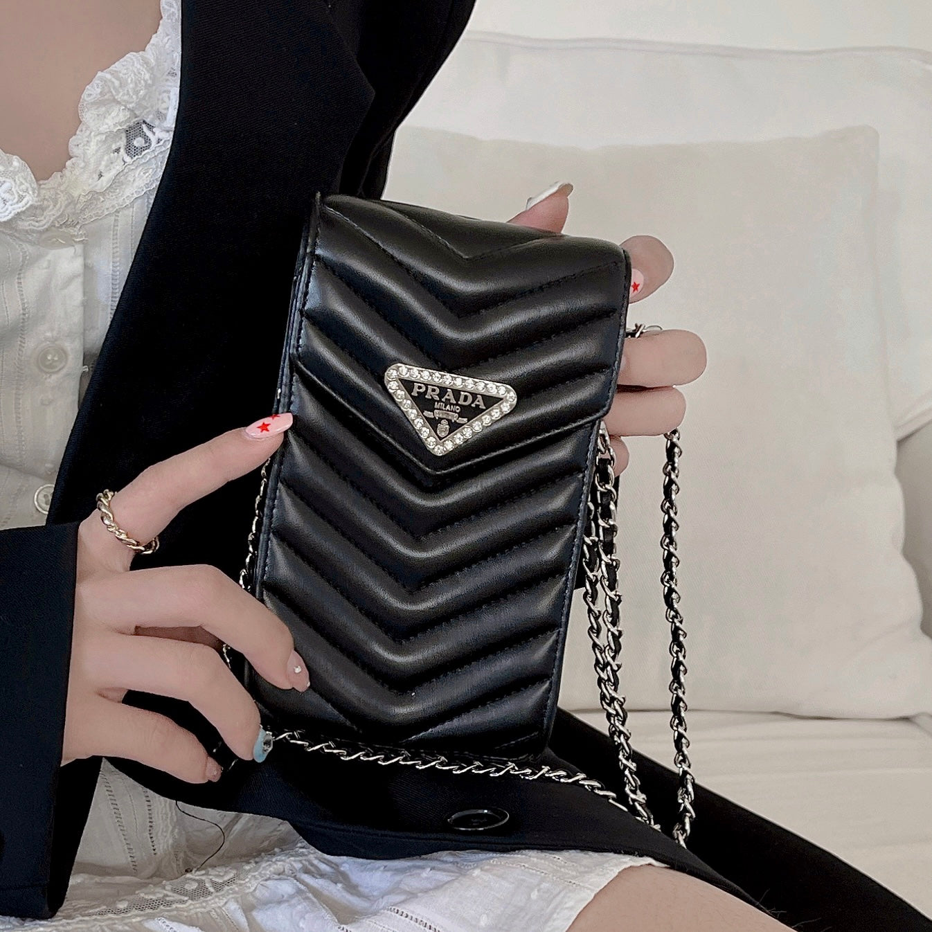 Sac de téléphone en cuir à bandoulière