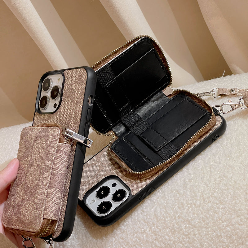 Coach iPhone Case with Wallet Coffee-LQB241412