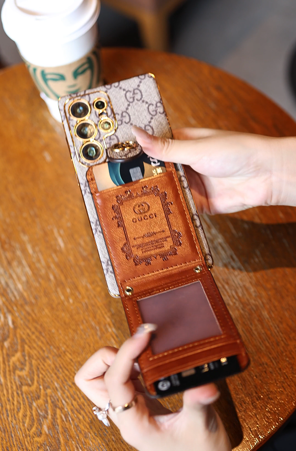 Advanced Leather Samsung Phone Case with Wallet and Strap.