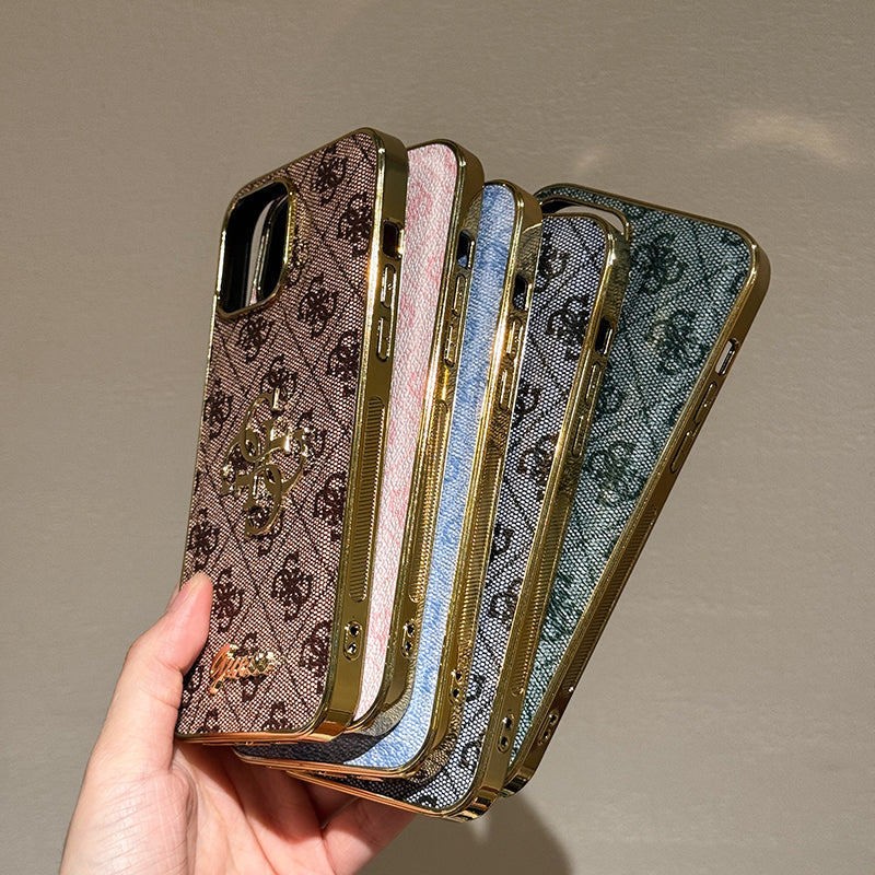 Husă pentru iPhone din piele cu logo Gue Gold