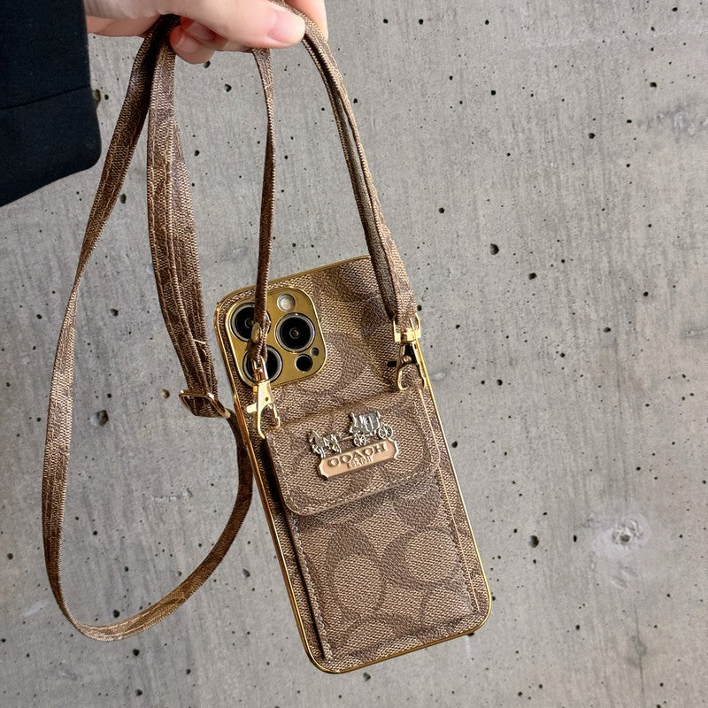 Étui pour iPhone avec chaîne en cuir pour sac à cartes Coa