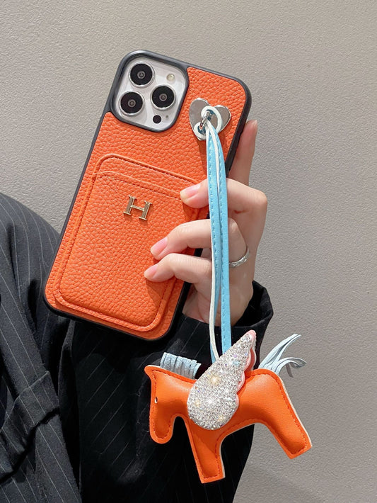 2025Новое поступление &nbsp;H кожаный чехол с подвеской для iPhone с держателем для карт