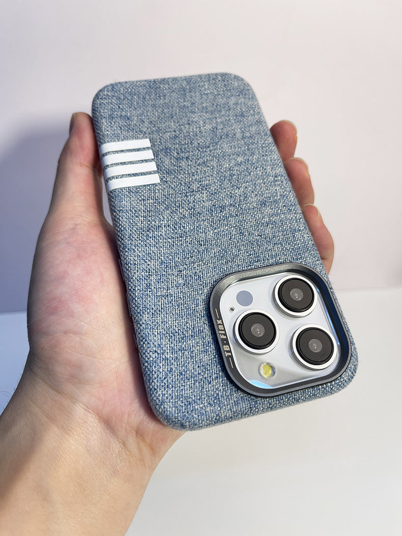 Premium vintage linstoff magnetisk telefondeksel for iPhone