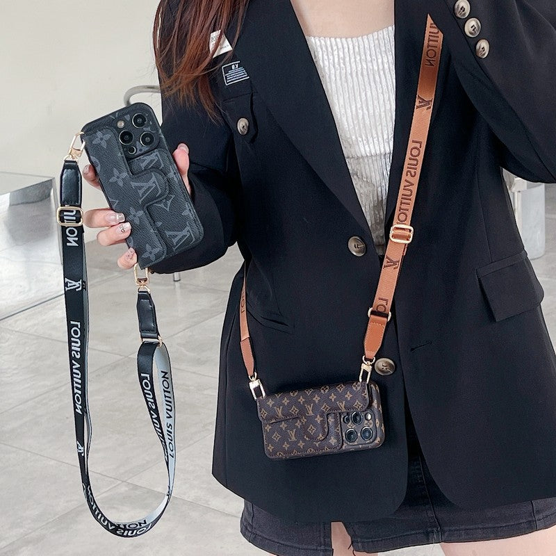 Étui pour iPhone à bandoulière avec porte-cartes latéral Lou