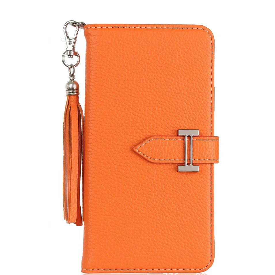 《🧡 Orange Lychee - Leather Phone Case | Wallet Design》