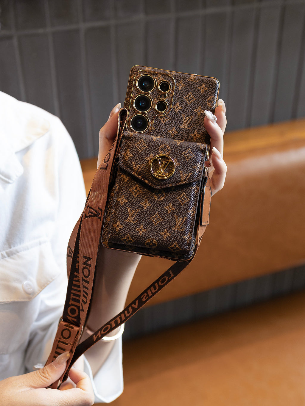 Advanced Leather Samsung Phone Case with Wallet and Strap.