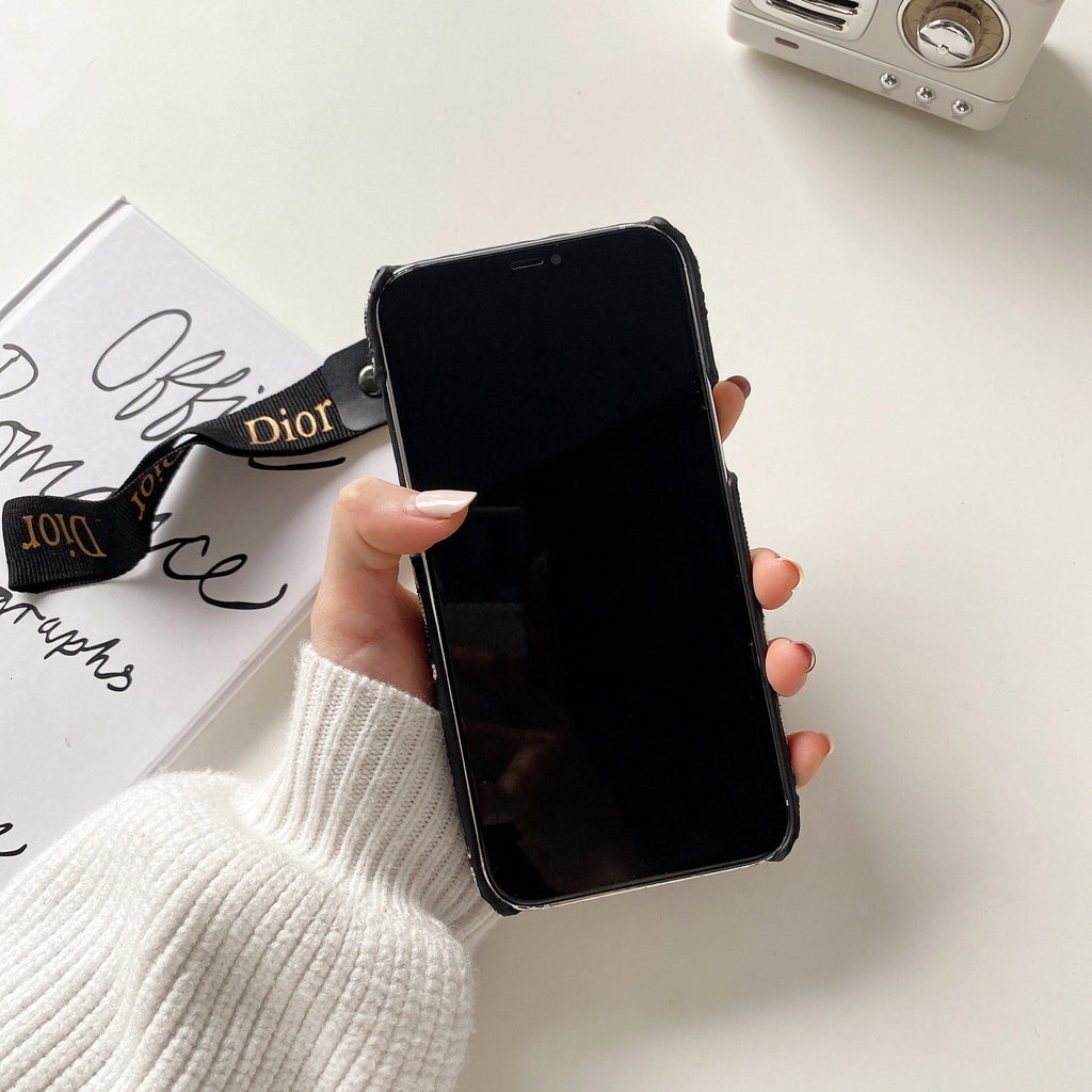 CD iPhone-hoesje met riem Zwart-GS240315