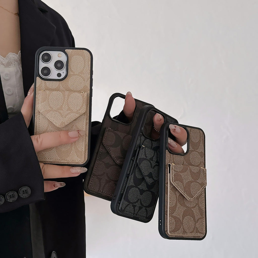 Pouzdro na iPhone Coach s držákem karty a popruhem světle černé -SJ240513