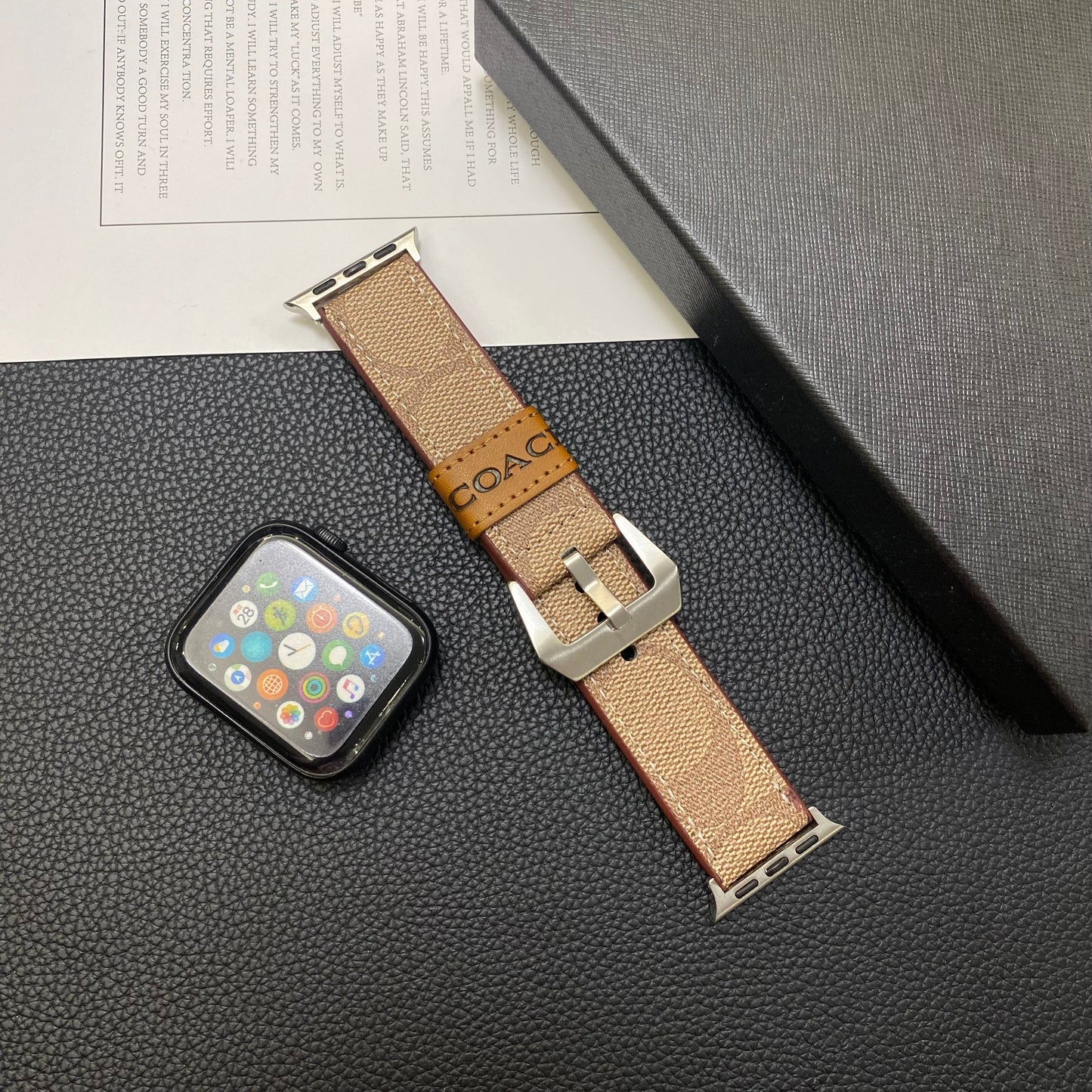 Skórzany pasek do zegarka Apple Watch Jasnobrązowy-YHK244221710
