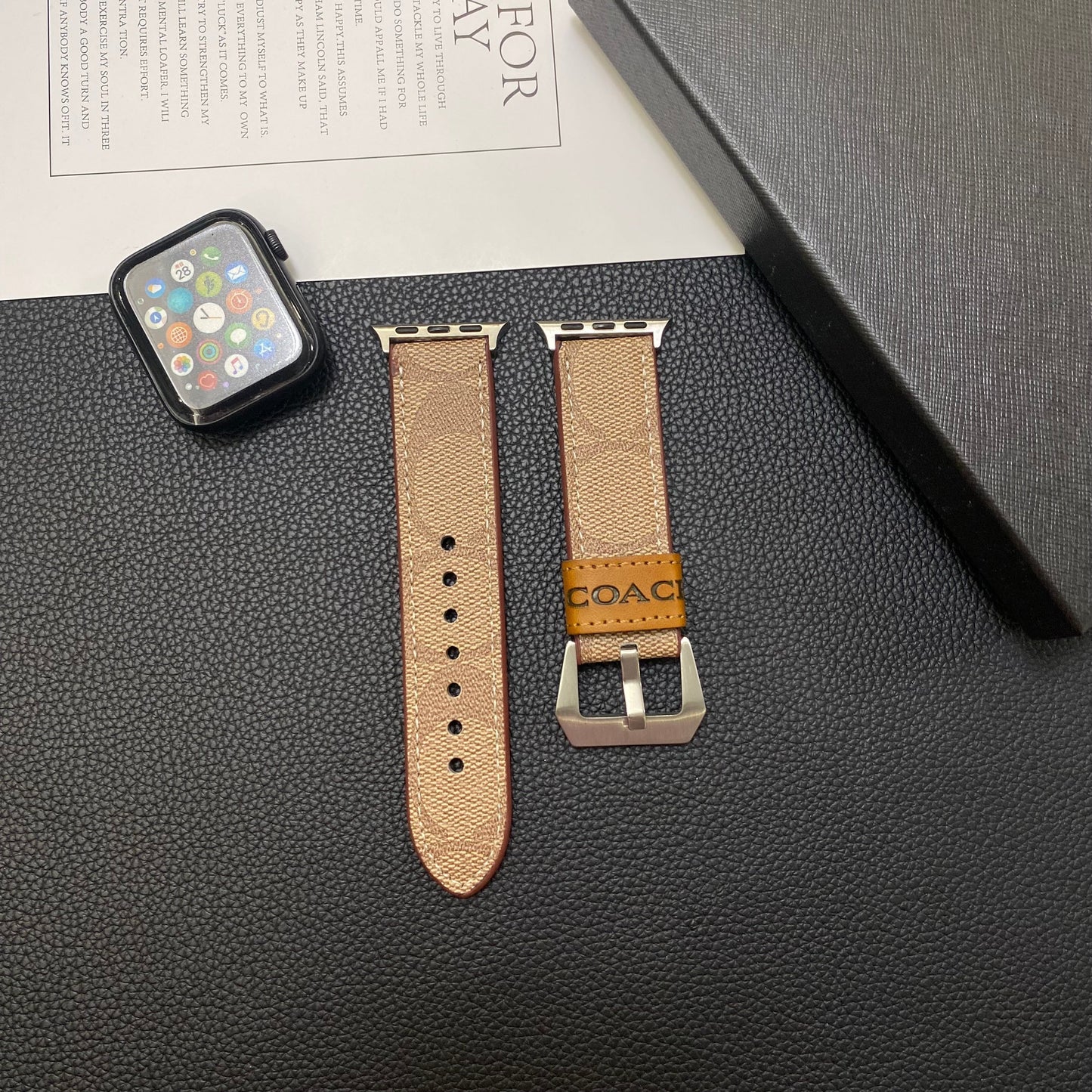Skórzany pasek do zegarka Apple Watch Jasnobrązowy-YHK244221710