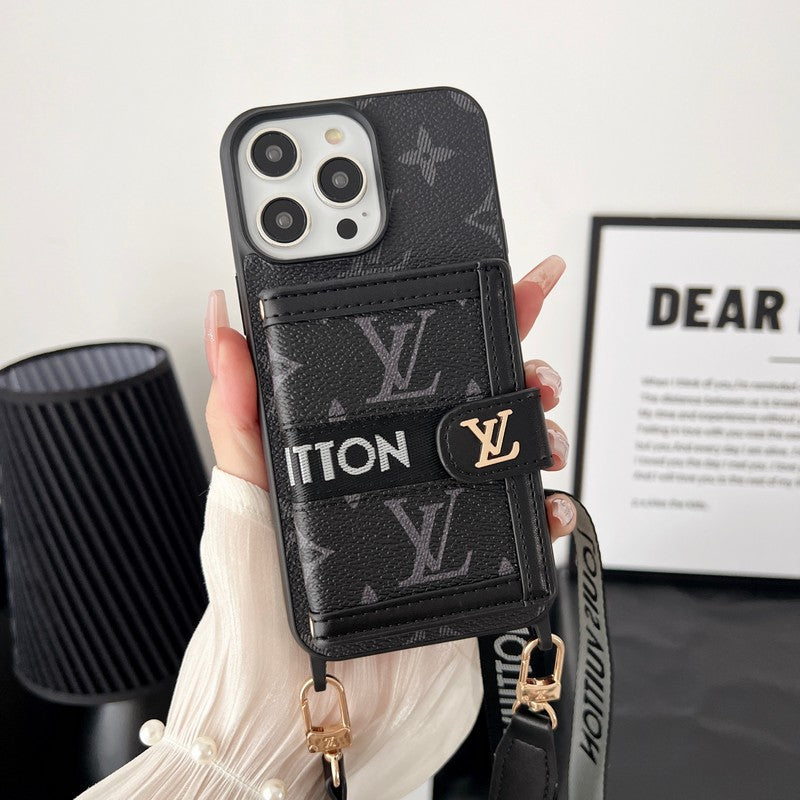 Lou Card Bag Chain Black & White iPhone Case