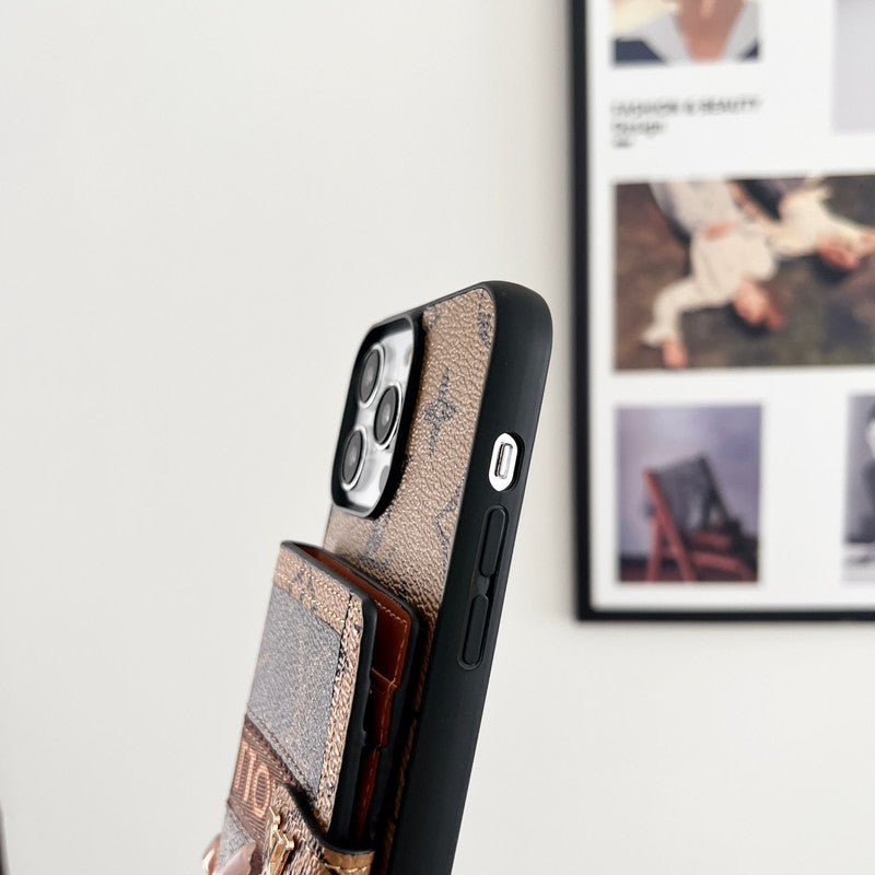 Lou Card Bag Chain Klasyczne brązowe etui na iPhone'a