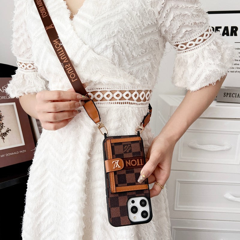 Lou Card Bag Chain Klasyczne brązowe etui na iPhone'a