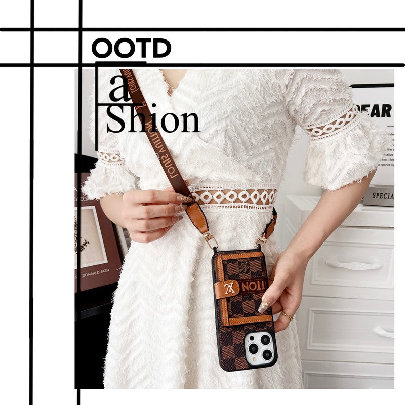 Lou Card Bag Chain Klasyczne brązowe etui na iPhone'a