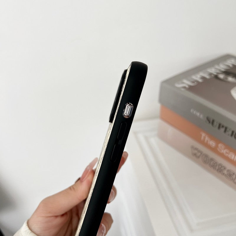 Étui pour iPhone à bandoulière noir et blanc Lou