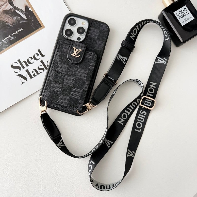 Lou Black & White Crossbody Card Bag iPhone Case